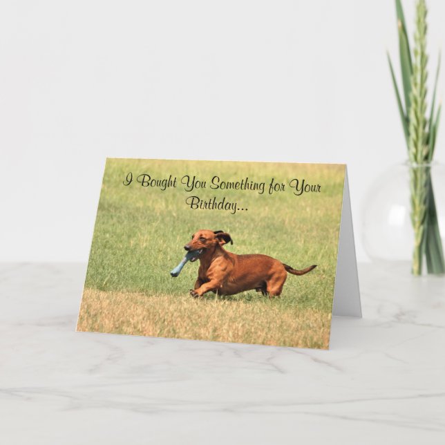 Drôle chien Dachshund Bonne carte d'anniversaire. (Devant)