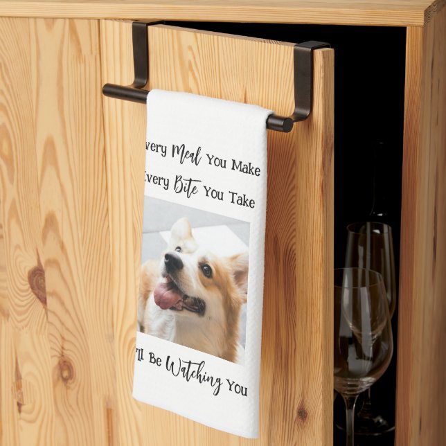Drôle Chien Dit Photo Serviette de cuisine (Pliage en tiers)