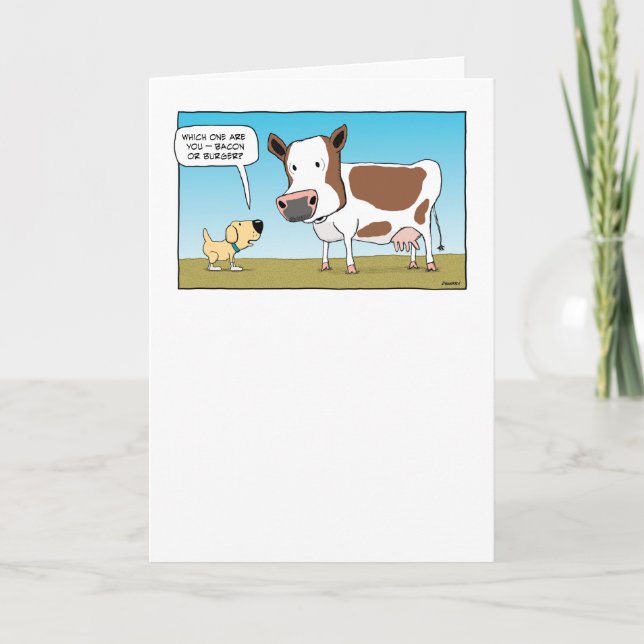 Drôle Chien et Vache Carte d'anniversaire (Devant)