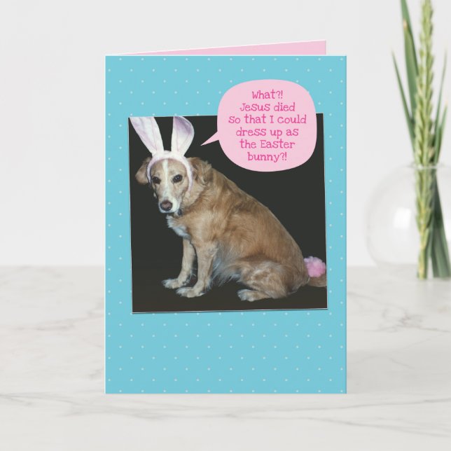 Drôle Chien habillé Comme Bunny Pâques Carte de Pâ (Devant)