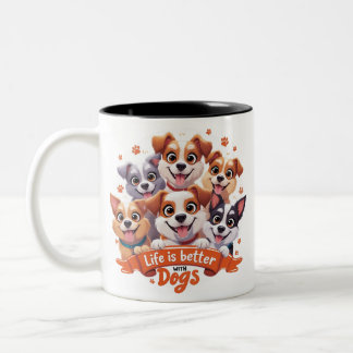 Drôle Chien Mug Wrap Chien Café Amateurs cadeau mi