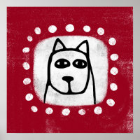 Drôle Chien Sur Red Poster Wall Art