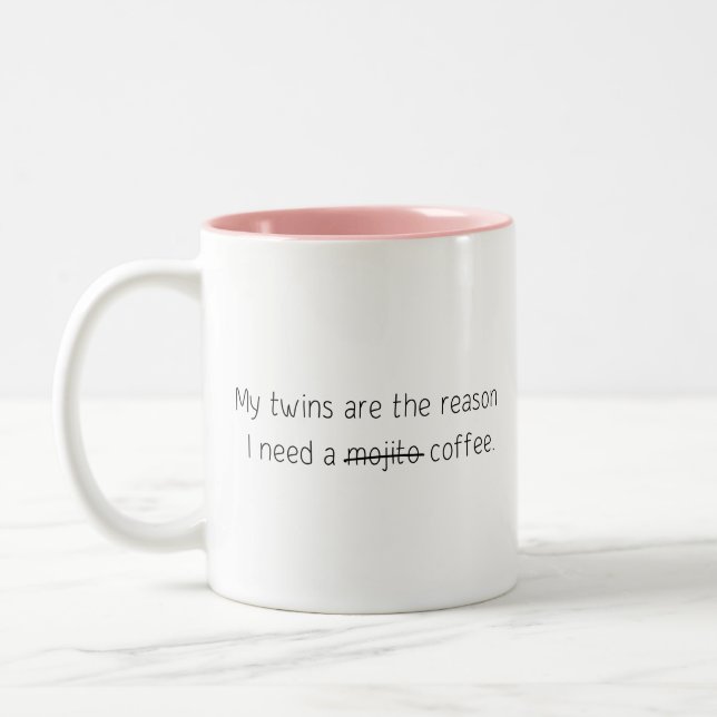 Drôle Citation tendance Cadeau Café Mug Twins Moji (Gauche)