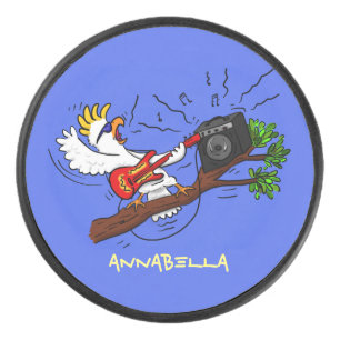 Drôle cockatoo jouant de la guitare rock dessin an