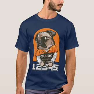 Drôle Cool chien Mugshot T-shirt - Carlin avec att