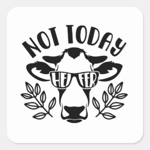 drôle Country cow mot art Carré Sticker