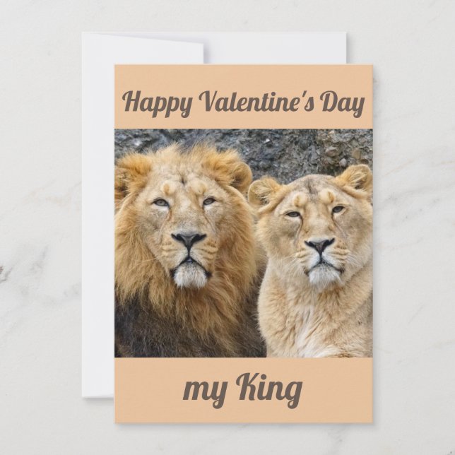 Drôle couple de lions valentines carte (Devant)