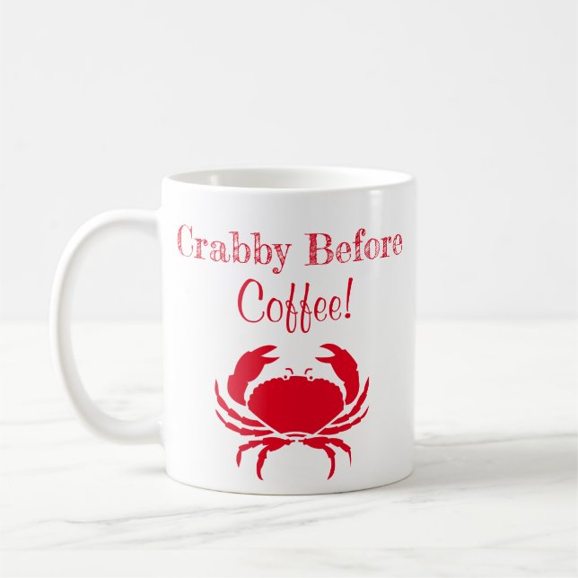 Drôle Crabby Avant Café Mug Rouge (Gauche)