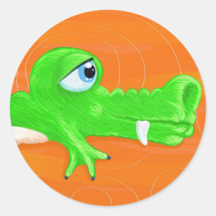 Drôle crocodile peinture, autocollant