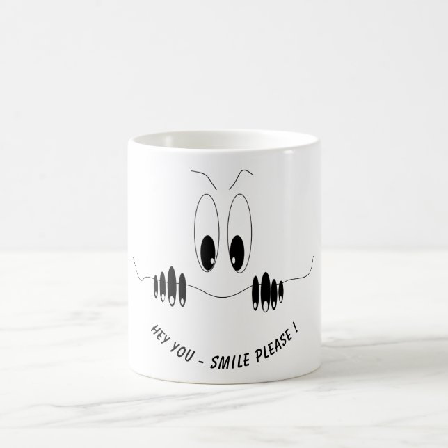Drôle Curiosity Eyes Mug Smile - Ajouter Votre Tex (Centre)