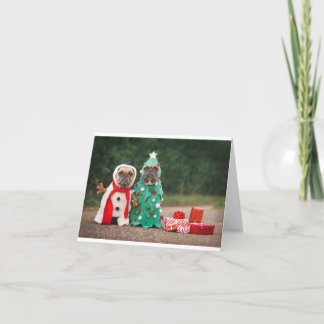 drôle de carte de voeux de chien de Noël mignon