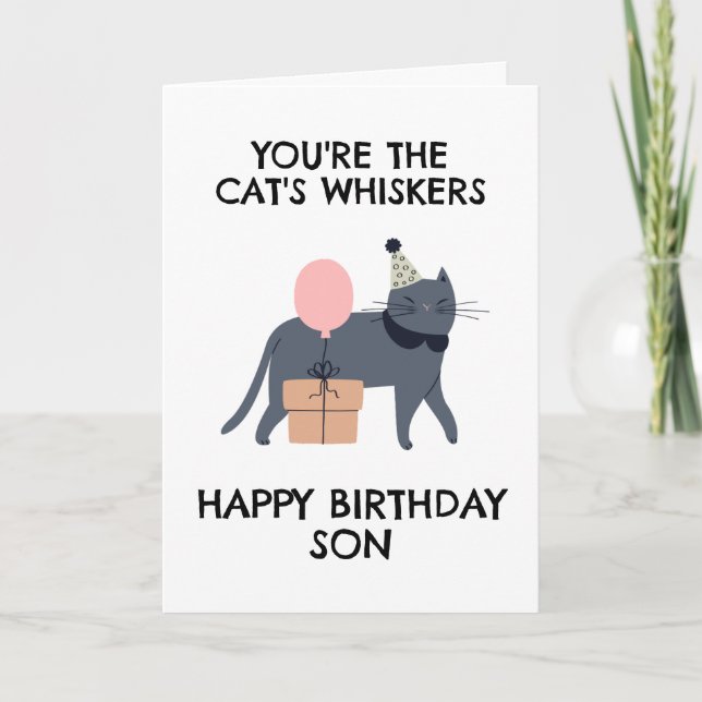 drôle de chat fils cartes d'anniversaire (Devant)