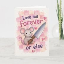 Drôle de souris m'aime pour toujours carte de vœux