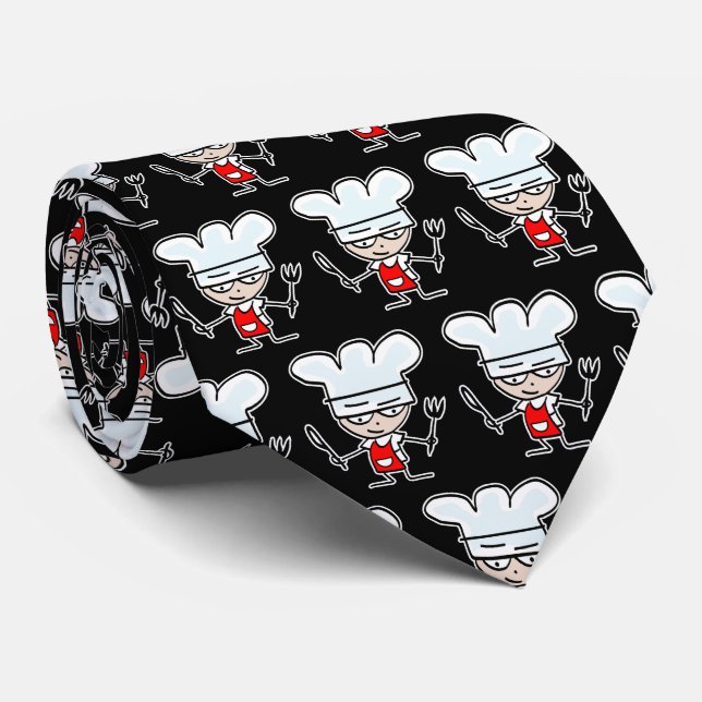 Drôle dessin animé cuisinier motif cadeau cravate  (Roulé)