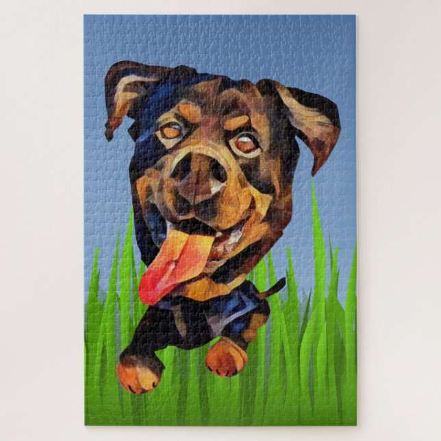 Drôle dessin Rottweiler Dog 1014 Piece Puzzle (Vertical)