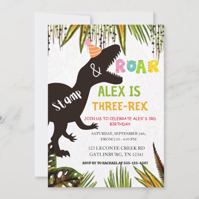 Drôle Dinosaur invitation anniversaire (Devant)