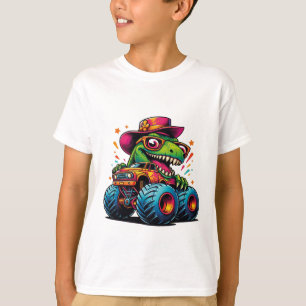 Drôle Dinosaure T Rex Sur Monster Truck T-Shirt