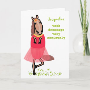 Drôle dressage cheval illustration carte d'anniver