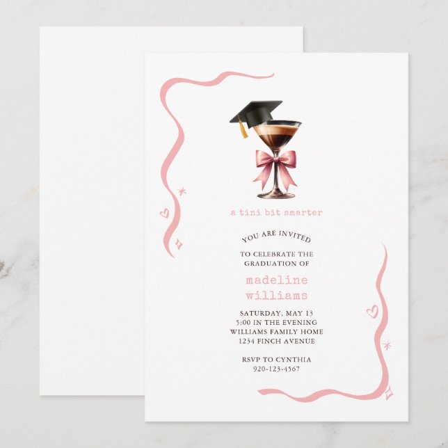 Drôle Espresso Martini Graduation Party Invitation (Devant / Derrière)
