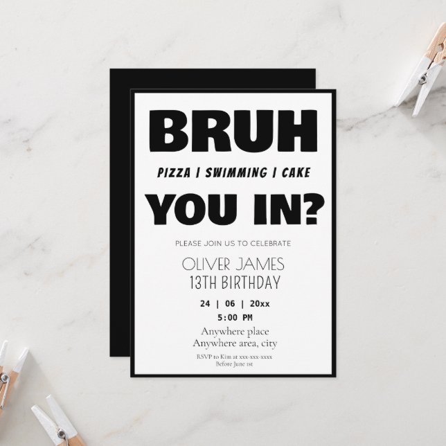 Drôle été invitation d'anniversaire (Devant/Arrière en situation)