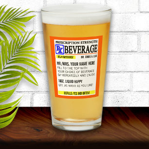 Drôle Étiquette de prescription verre pinte