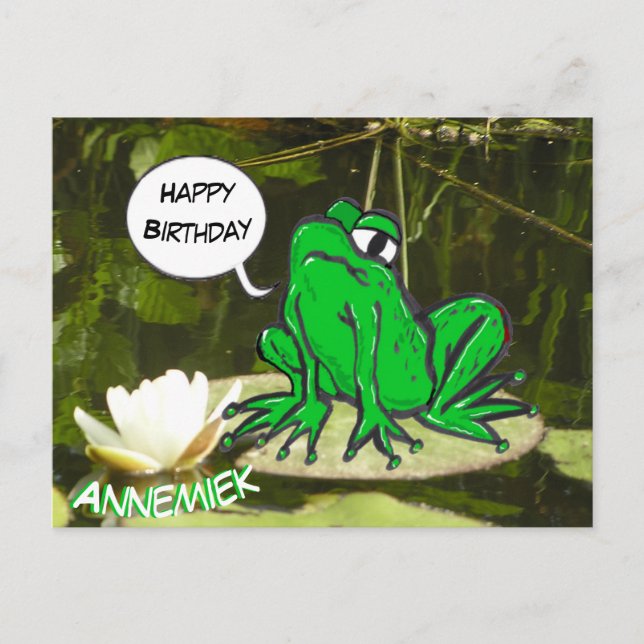 Drôle Frog Cust. Carte postale d'anniversaire (Devant)