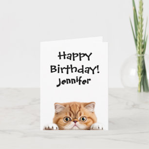 Drôle Ginger Chat Anniversaire Carte de voeux plié