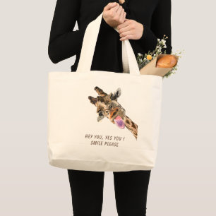 Drôle Giraffe Tongue Out Jouer Sac fourre-tout