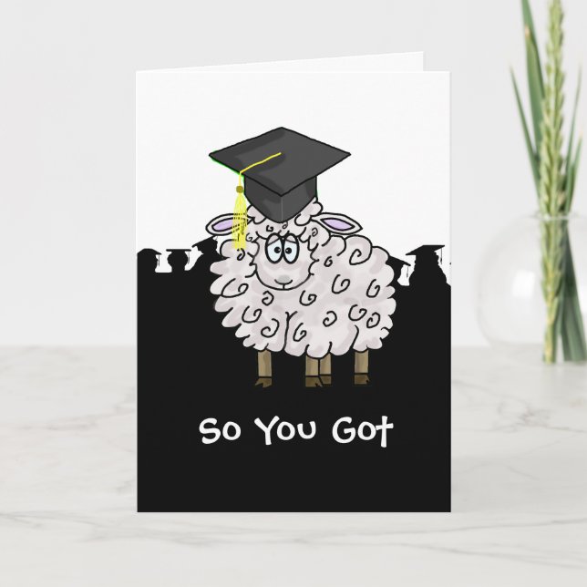 Drôle Graduation Sheepskin Carte de voeux (Devant)