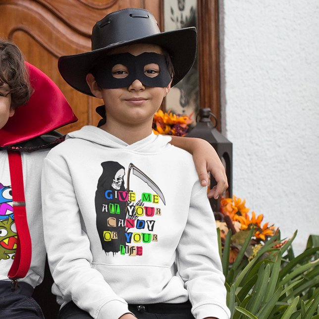 Drôle Grande Faucheuse Donnez-moi Candy Typographi (Funny Grim Reaper Give Me Candy Typography Kid's Hoodie)