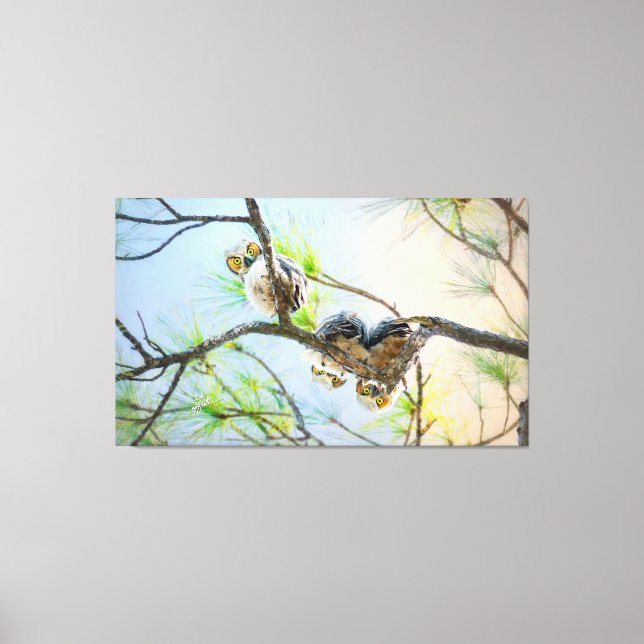 Drôle Great Horned Owley Art Fine Art Faune Toile (Recto)