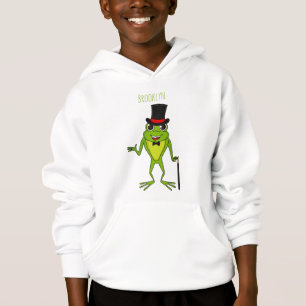 Drôle grenouille avec chapeau dessus dessin animé