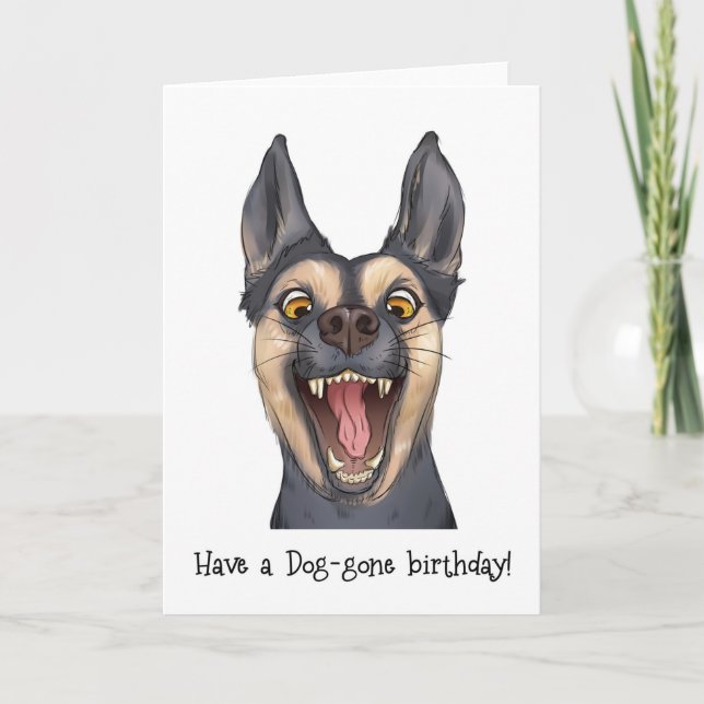 Drôle Happy Chien Carte de voeux d'anniversaire (Devant)