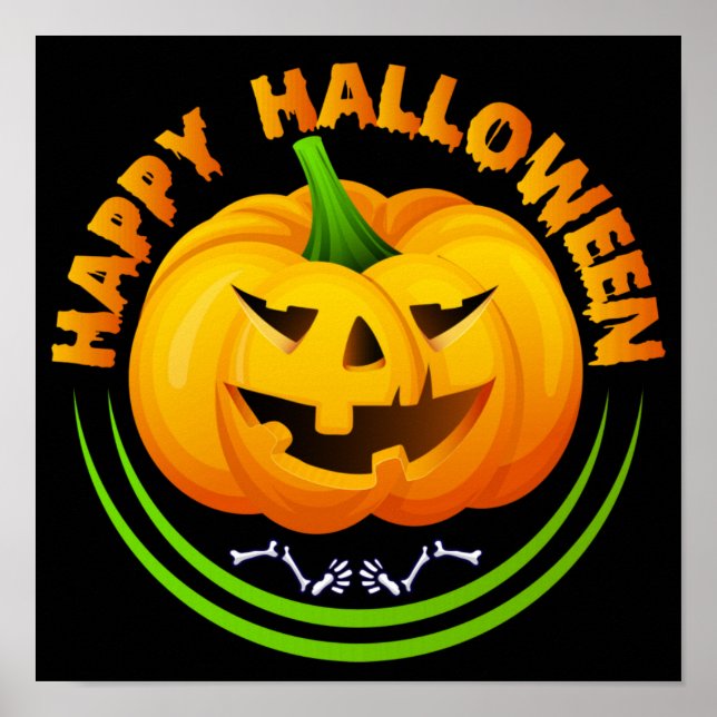 Drôle Happy Halloween Scary Poster Citrouille (Devant)