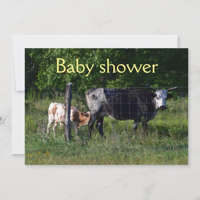 Drôle Invitation Baby shower de bétail (Devant)