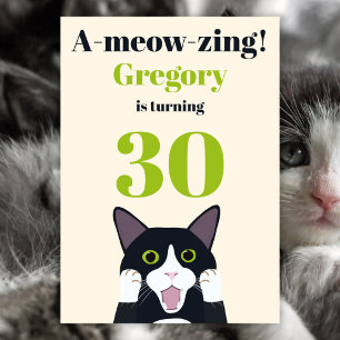 Drôle jeu de chat 30e anniversaire invitation