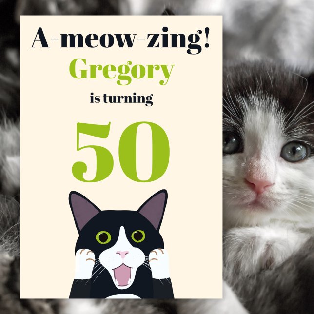 Drôle jeu de chat 50e anniversaire invitation (Créateur téléchargé)