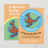 Drôle kangourou et koalas dessin animé invitation