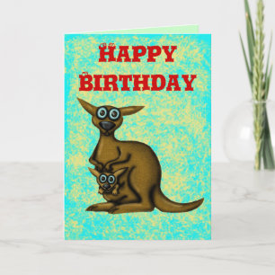 Drôle kangourou joyeuse carte d'anniversaire