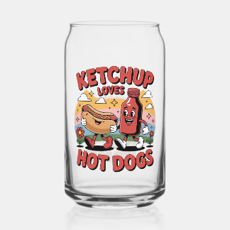 Drôle Ketchup et Hot Dog Cartoon Retro Food Art