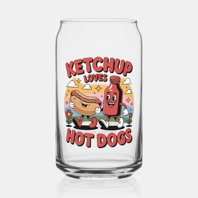 Drôle Ketchup et Hot Dog Cartoon Retro Food Art (Recto)