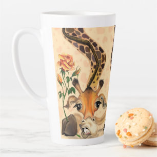 Drôle Latte Mug Cadeau Romantique Giraffe avec Ros