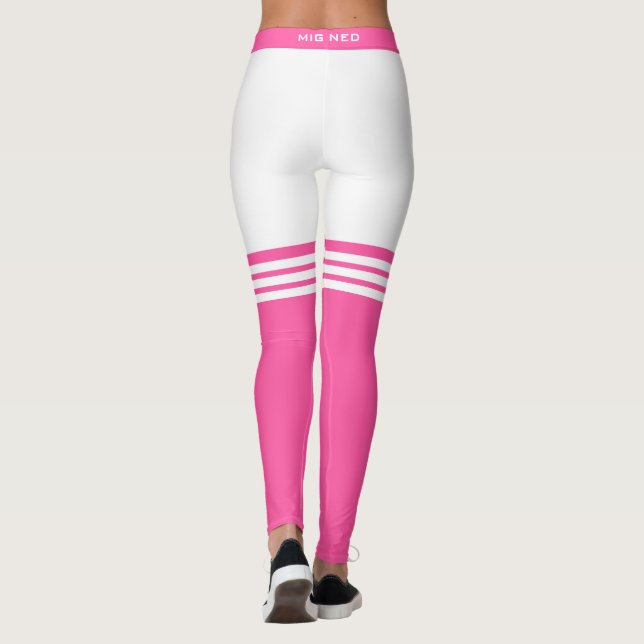 Drôle Leggings blancs Faux rose sur les chaussette (Dos)