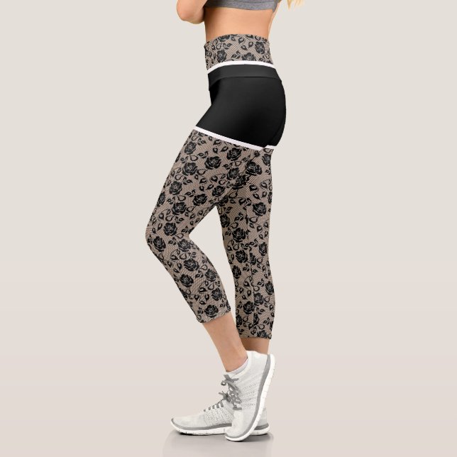 Drôle Leggings Faux Black Lace Fishnet et Short (Gauche)