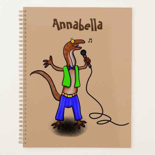 Drôle lézard chantant avec bande dessinée de micro (Devant)