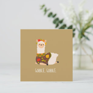 Drôle Llama Turquie Thanksgiving carte plat