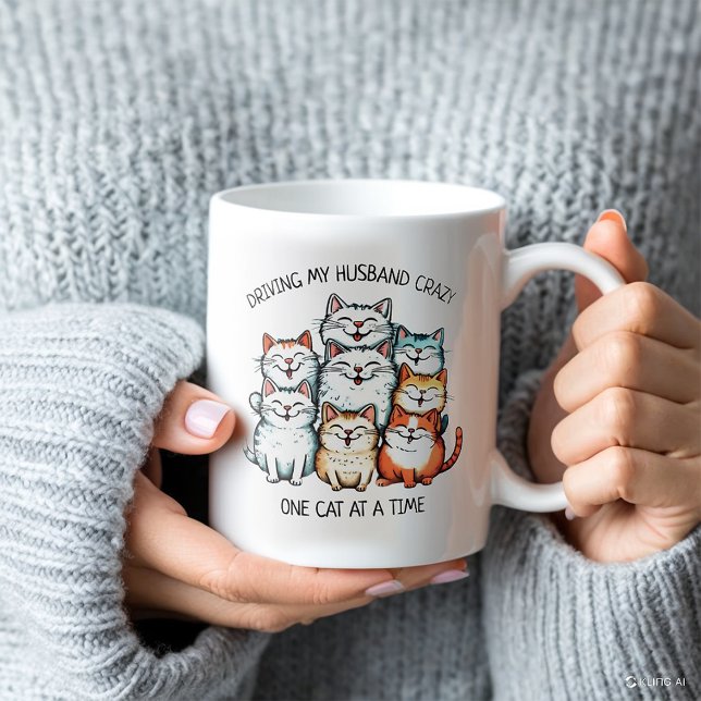 Drôle Mari Cat Lady Citation Mug (Créateur téléchargé)