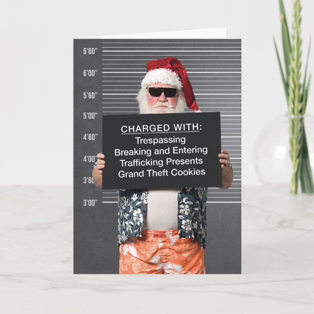 Drôle Mauvais Père Noël Carte de voeux de Noël (Devant)