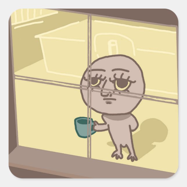 Drôle mec Staring out Window Sticker (Devant)