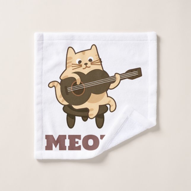 Drôle Meow Kitty Musique Lover Serviette (Gant de toilette)